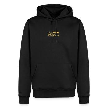 Goldfarben Rentiere Schlitten Frohe Weihnachten - Männer Premium Bio Hoodie - Schwarz - Vorne - Nico (187cm)