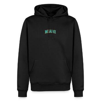 Miami - Männer Premium Bio Hoodie - Schwarz - Vorne - Nico (187cm)