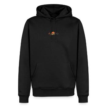 Berge mit Herzschlagsymbol - Wandern und Outdoor - Männer Premium Bio Hoodie - Schwarz - Vorne - Nico (187cm)