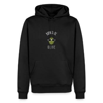 born to be olive - Sweat à capuche Premium bio Homme - noir - Devant - Nico (187cm)