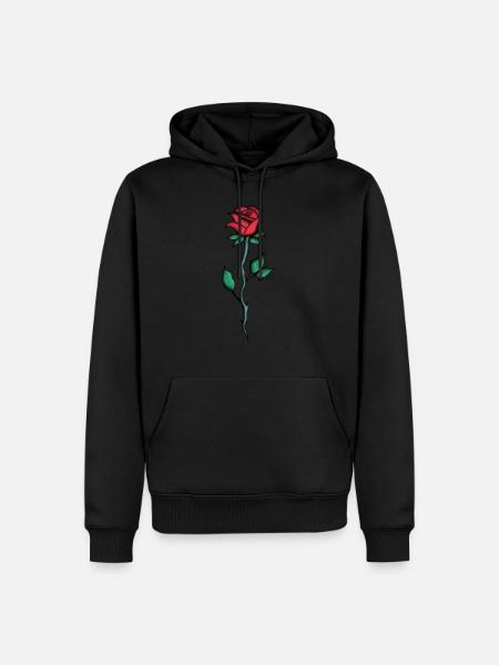 Red rose - drawing, art - Men’s Premium Organic Hoodie - black