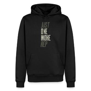 ONE MORE - Männer Premium Bio Hoodie - Schwarz - Vorne - Nico (187cm)