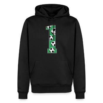 1st Birthday Football Green - Men’s Premium Organic Hoodie - black - Front - Nico (187cm)