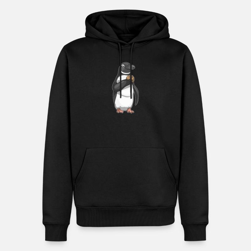 Pinguin Cookie - Männer Premium Bio Hoodie - Schwarz