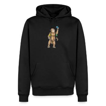 Singe jongleur jongleur - Sweat à capuche Premium bio Homme - noir - Devant - Nico (187cm)