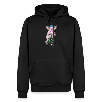 Vélo cochon - Sweat à capuche Premium bio Homme - noir - Devant - Nico (187cm)