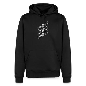 Bang Bang Bang – Party, Musik & Club Vibes - Männer Premium Bio Hoodie - Schwarz - Vorne - Nico (187cm)