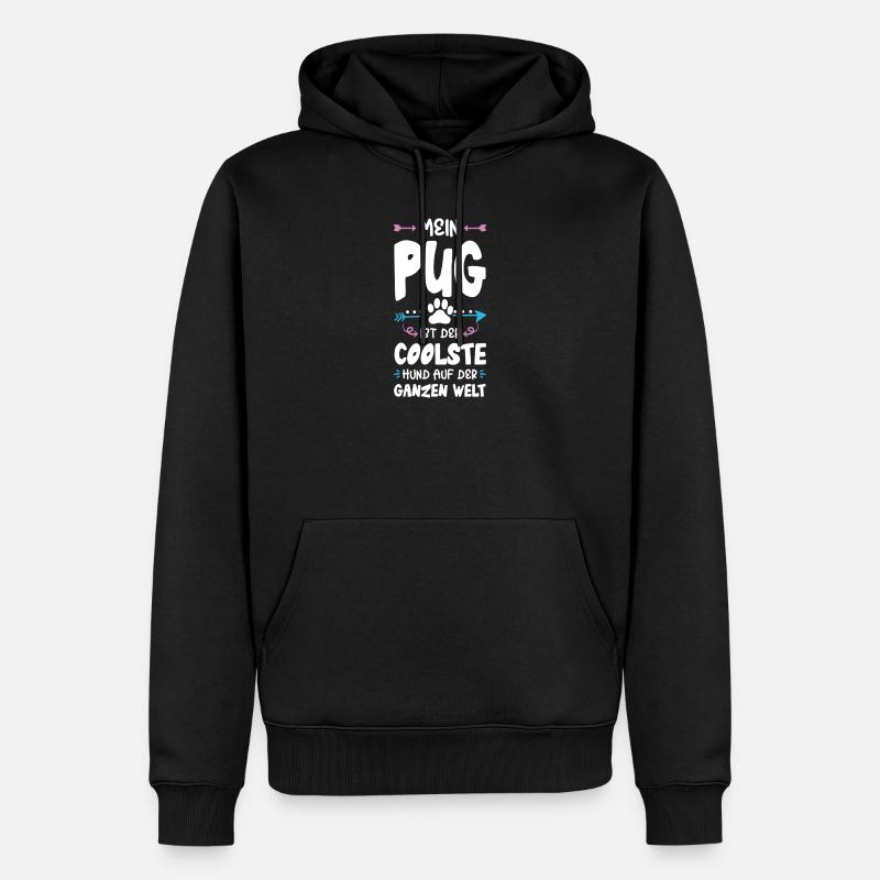pug mops hund spruch - Männer Premium Bio Hoodie - Schwarz