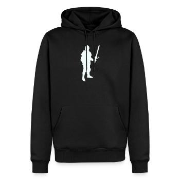 Ritterheld Silhouette mit Langschwert - Männer Premium Bio Hoodie - Schwarz - Vorne - Nico (187cm)