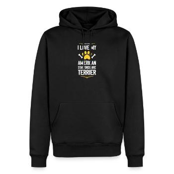 Ich liebe meinen American Staffordshire Terrier - Männer Premium Bio Hoodie - Schwarz - Vorne - Nico (187cm)