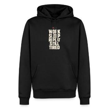Burnt-out millennial, tired adult, - Men’s Premium Organic Hoodie - black - Front - Nico (187cm)