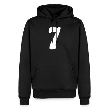 Sieben: Minimalistische Ziffer 7 | Siebter - Männer Premium Bio Hoodie - Schwarz - Vorne - Nico (187cm)