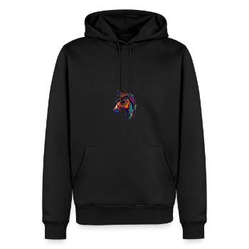 Pferd mit Hut und Sonnenbrille cool und bunt - Männer Premium Bio Hoodie - Schwarz - Vorne - Nico (187cm)
