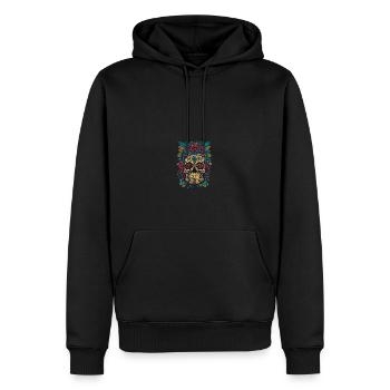 Skull with flowers Gothic Cool - Men’s Premium Organic Hoodie - black - Front - Nico (187cm)