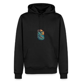 Skeleton Surfer Skull Surfing Comic Style Drôle - Sweat à capuche Premium bio Homme - noir - Devant - Nico (187cm)