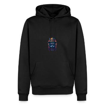 Cute raccoon with hat and funny glasses - Men’s Premium Organic Hoodie - black - Front - Nico (187cm)