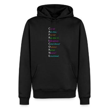 CAPRICORNE Créatif Ambitieux Prudent Responsable - Sweat à capuche Premium bio Homme - noir - Devant - Nico (187cm)