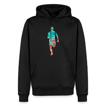 Jogging und Laufen - Männer Premium Bio Hoodie - Schwarz - Vorne - Nico (187cm)