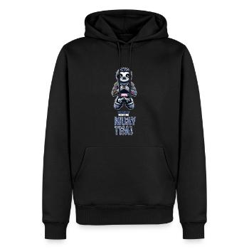 Muay Thai Kickboxen und Thaiboxen Faultier - Männer Premium Bio Hoodie - Schwarz - Vorne - Nico (187cm)