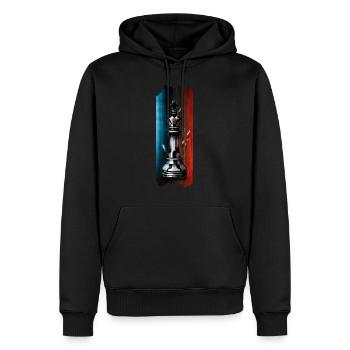 Stratège royal : Pièce d’échecs du roi - Sweat à capuche Premium bio Homme - noir - Devant - Nico (187cm)