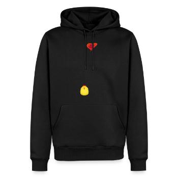 Idée cadeau de poulet mignon en amour - Sweat à capuche Premium bio Homme - noir - Devant - Nico (187cm)