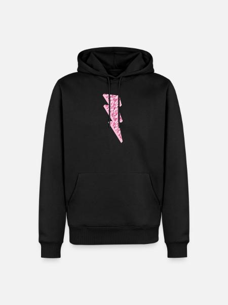 Roze Camo Lightning Bolt Cute Womens Camouflage - Mannen Premium Bio hoodie - zwart