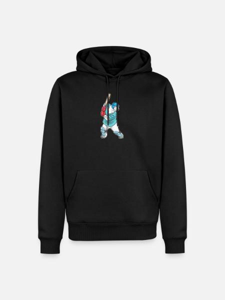 Eisbär Cricket Cricketschläger - Männer Premium Bio Hoodie - Schwarz