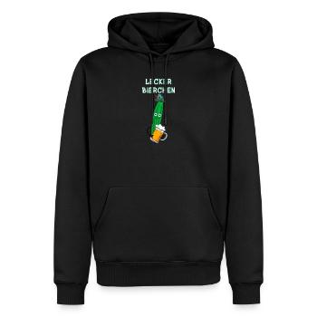Gurke, Partygurke, Bier, Lecker Bierchen.Gurke - Männer Premium Bio Hoodie - Schwarz - Vorne - Nico (187cm)