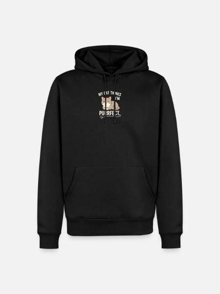 Purrrfect Cat Thinks I'm purrfect - Men’s Premium Organic Hoodie - black