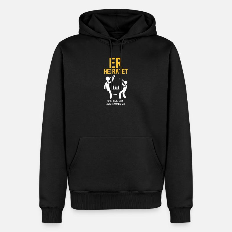 Er Heiratet Bierfeier Satire Junggesellenabschied  - Männer Premium Bio Hoodie - Schwarz