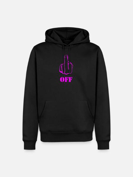 Pink Middlefinger Off. Fuck Off - Men’s Premium Organic Hoodie - black