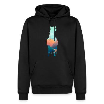 Lama - Männer Premium Bio Hoodie - Schwarz - Vorne - Nico (187cm)
