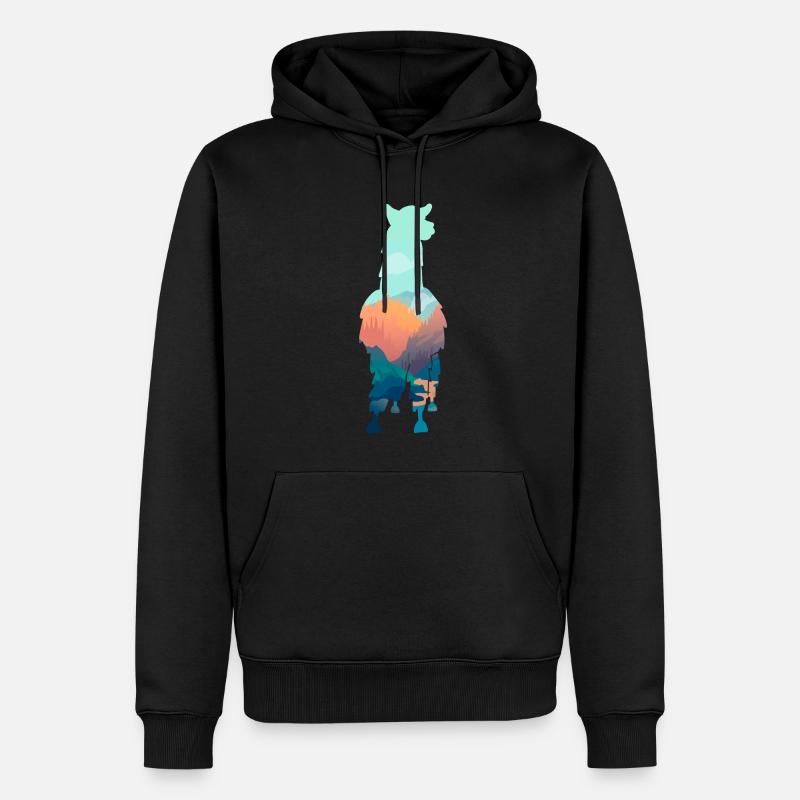 Lama - Männer Premium Bio Hoodie - Schwarz