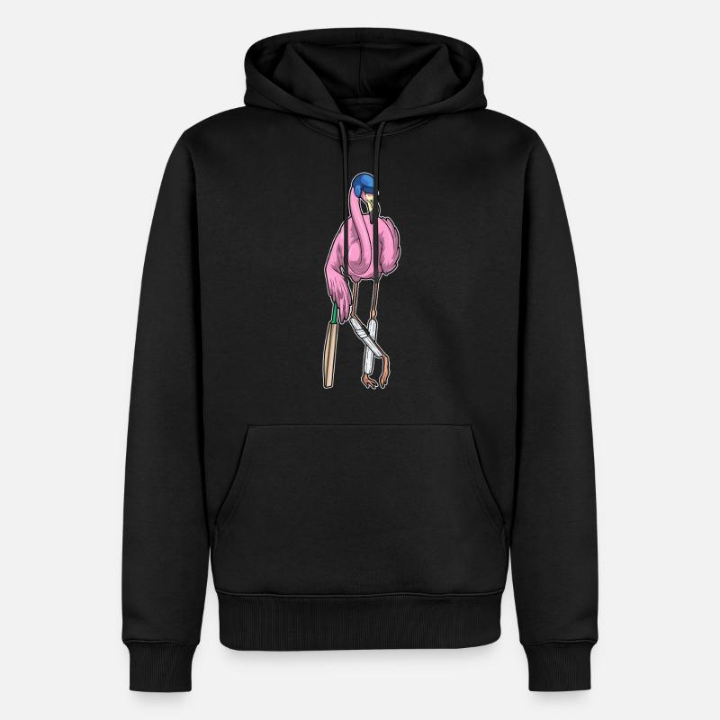 Flamingo Cricket Batte de cricket - Sweat à capuche Premium bio Homme - noir