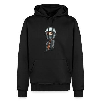 Lady Biker für eine Motorradfahrerin Bikerin - Männer Premium Bio Hoodie - Schwarz - Vorne - Nico (187cm)