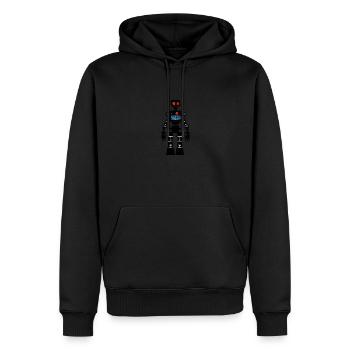 Dünner Roboter mit roten Augen - Männer Premium Bio Hoodie - Schwarz - Vorne - Nico (187cm)