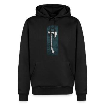 Vaillance nordique : Hache avec noeud celtique - Sweat à capuche Premium bio Homme - noir - Devant - Nico (187cm)