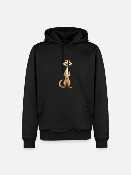 Niedliches Erdmännchen Kinder - Männer Premium Bio Hoodie - Schwarz