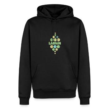 Prénom Laurin - Sweat à capuche Premium bio Homme - noir - Devant - Nico (187cm)