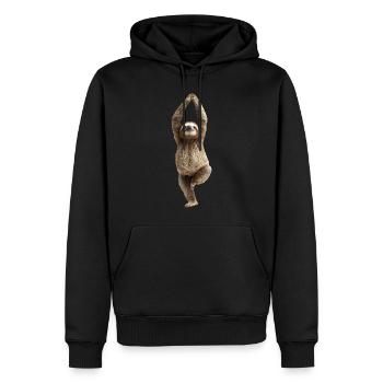 Faultier - Männer Premium Bio Hoodie - Schwarz - Vorne - Nico (187cm)