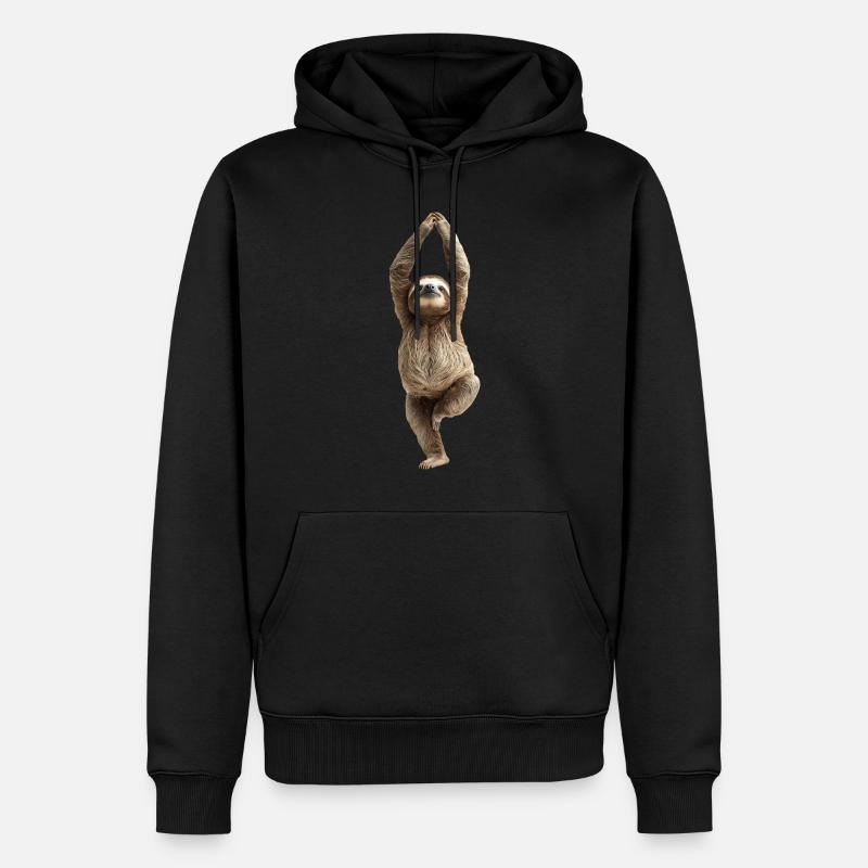 Faultier - Männer Premium Bio Hoodie - Schwarz