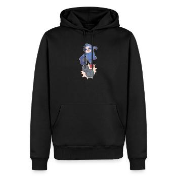 Faultier Boulespieler wirft Boulekugeln Petanque - Männer Premium Bio Hoodie - Schwarz - Vorne - Nico (187cm)