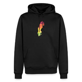 Sweden - Sverige - Schweden - abstrakt - Landkarte - Männer Premium Bio Hoodie - Schwarz - Vorne - Nico (187cm)