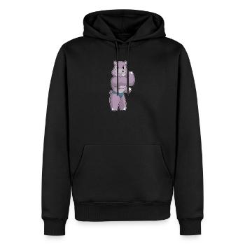Hippopotame Bodybuilder Sport de culturisme - Sweat à capuche Premium bio Homme - noir - Devant - Nico (187cm)