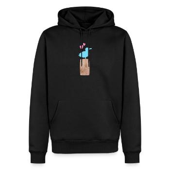 Wooden Seagull Beach Heart North Sea Baltic Sea Summer Beach - Men’s Premium Organic Hoodie - black - Front - Nico (187cm)