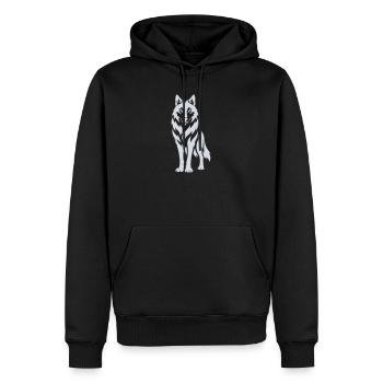 Wolfs Silhouette Kontrastdesign - Männer Premium Bio Hoodie - Schwarz - Vorne - Nico (187cm)