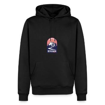 Reykjavik Islande Road Trip vintage - Sweat à capuche Premium bio Homme - noir - Devant - Nico (187cm)