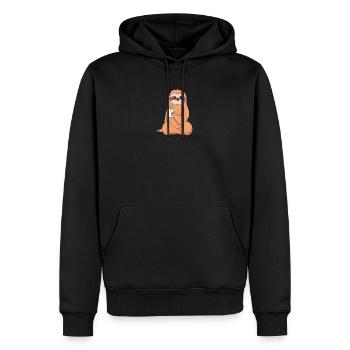 Kaffee Faultier - Männer Premium Bio Hoodie - Schwarz - Vorne - Nico (187cm)