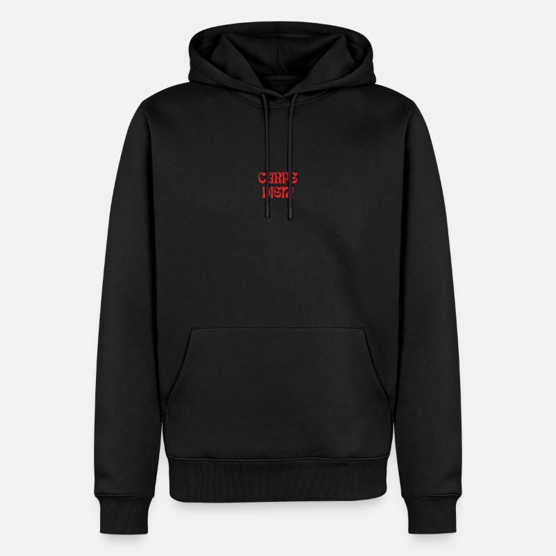 "Carpe Diem" - Männer Premium Bio Hoodie - Schwarz