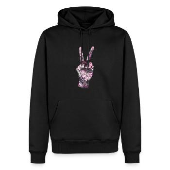 Peace Zeichen Manga Comic Stil - Männer Premium Bio Hoodie - Schwarz - Vorne - Nico (187cm)